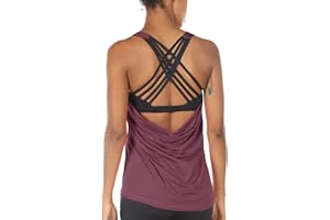 icyzone Camisetas de Yoga para Mujer con Brasier Integrado para Entrenamiento, Gimnasio, Chaleco Deportivo