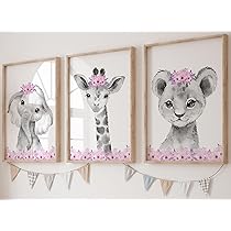 6pcs Nursery Animal Canvas Wall Art Safari Elephant Italy