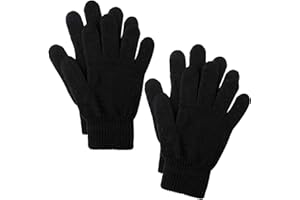 Cooraby 2 Pairs Winter Magic Gloves Classic Knit Warm Gloves Accessories for Man, Woman or Teens (Black, Large)