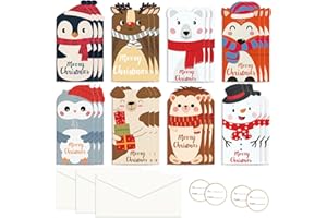 TIBOMUO Biglietti di auguri natalizi, 72 pezzi di porta biglietti di auguri natalizi con buste per contanti/assegni/carte regalo