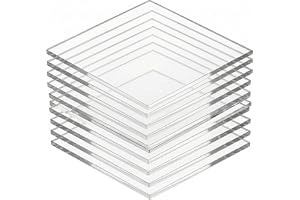 QWORK® 10 stycken akrylplattor akrylglas, akrylglas platta, plexiglasskiva, 10 x 10 cm, för fotoramar, utställningsprojekt, m