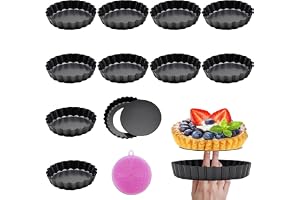 LIULINY Tart Mold with Removable Bottom, 12 Pieces Tartelette Molds 8cm/3"