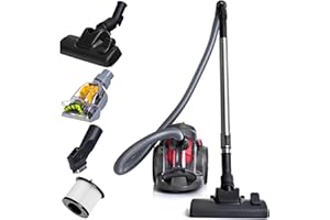 LEHMANN LHOCV-7018 Cyklonowy Odkurzacz Bezworkowy | Podłogowy z Technologią Cyklonową | Cylindryczny z Zestawem Dysz | Wysoka Moc 4000 W, Filtr HEPA, 1,8 l