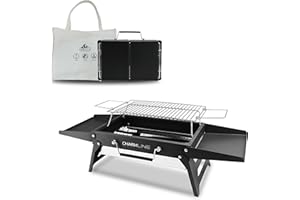 Charmline 34x23cm Griglia a Carbone Portatile Pieghevole, Barbecue Carbonella PortatileCompatta per Uso Esterno, Griglia BBQ per Campeggio, Picnic, Giardini e Feste in Spiaggia, Nero