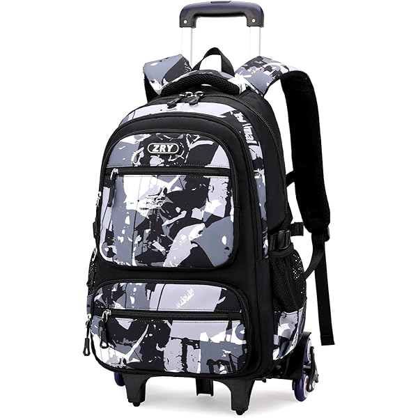 Amythe Schooltas voor jongens met trolley, schoolrugzak met