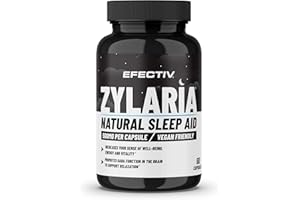 Efectiv Nutrition Zylaria Sleep Aid - 60 Vegan Capsules - Natural Alternative to Sleeping Tablets - Promotes Better Sleep & Relaxation - 500mg Per Capsule - Melatonin Tablets for Sleeping