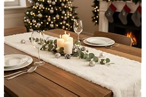 ‎KAMACA KAMACA Tischläufer 28×200 cm Kuschelfell in Lammfell-Optik Flauschiges Tischband Winter Weihnachten für Esstisch Sideboard Couchtisch weich zum individuellen Dekorieren (Tischläufer 28x200 cm Creme)