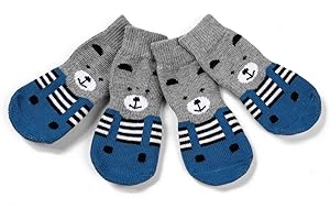Akopawon 4 Pcs Chaussettes Anti-Dérapantes Chien Chat Contrôle Traction pour Porter à l’intérieur, Chaussettes Chien Chat pour Chien Chat avec Renforcement en Caoutchouc, Taille S - 3XL 1.0-22,5 Kg