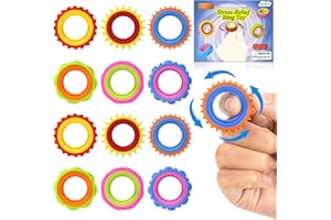 Ainiv 12PCS Fidget Sensory Rings, Anxiety & Stress Relief Finger Toys for Kids & Adults, Texture Stress Finger Toys for Autism Calming, Focus & Sensory Stimulation, Suitable for Classroom Office