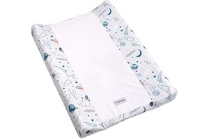 FlyIdeas Set of 2 Universal Baby Changing Mat Cover 70x50 cm – Elasticated Soft Certified Bamboo Fabric – Thick and Super Absorbent Waterproof Terry-Cloth