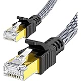 Câble Ethernet 5m, RJ45 Cat 7 Snowkids Câble Réseau 10Gbps 600MHz Haut Débit S/FTP Cable LAN Plat Nylon Câble S/FTP LAN Câble