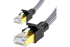 Snowkids Câble Ethernet 5m, RJ45 Cat 7 Câble Réseau 10Gbps 600MHz Haut Débit S/FTP Cable Plat Nylon LAN Câble Internet Compatible avec Routeur Modem Switch TV Box PC PS-4 Jeux PS-5