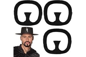 MICJLLT 3 Pcs Halloween Fake Goatee Beard Self Adhesive,Realistic Novelty False Facial Hair Moustache Gangster,Halloween Goatee Beard Fancy Dress Prop for Cosplay Parties Masquerade