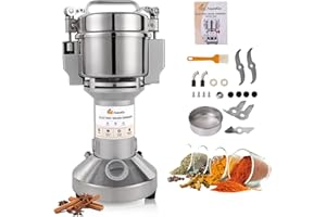 FoundGo 300G Moulin à Céréales Électrique, Grinder à Grain Farine 25000RPM Haute Vitesse en Acier Inoxydable, Broyage Superfin, Protection de Surcharge pour Épices/Graines (Type de balançoire)