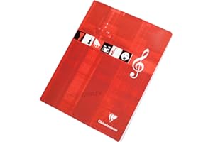 PRODBUY LIMITED A5 Staplebound Music Sheet & Song Notebook Blank 8 Stave Lined Notation Pad Book 28 Sheets (Red)