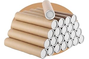 PACKZONE YOUR A-Z SOURCE PACKZONE A3 Postal Tubes with Lids – Pack of 5 Heavy-Duty Cardboard Tube for Mailing Posters, Documents & Artwork, Packaging Roll with Plastic End Caps – Parcel, Posting & Shipping Tubes