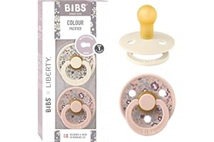 BIBS Colour Liberty Schnuller 2er-Pack, BPA-frei, Kirschform Nippel. Naturkautschuk/Latex, Hergestellt in Dänemark, Größe 1 (0-6 Monate), Eloise Blush