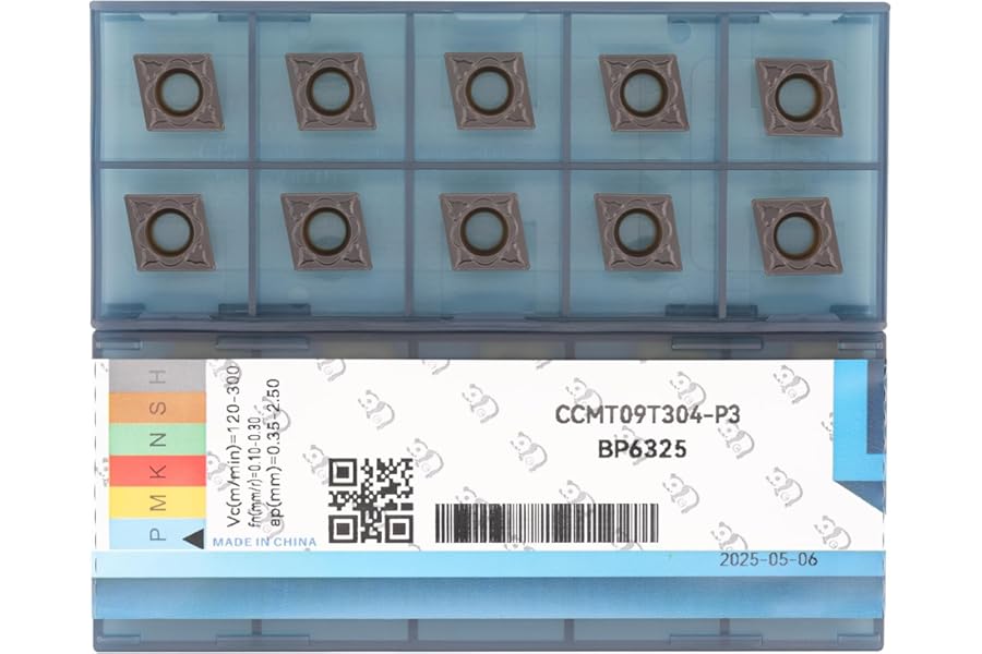 CDBP CNC Carbide Inserts Ccmt 32.51 Ccmt09T304 for Steel Turning Cutting Tools, fit for Semi-Finishing Metal Cutting, 10 PCS