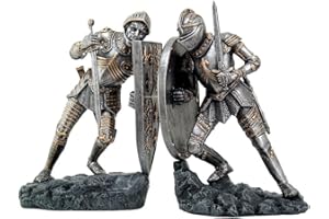 PACIFIC GIFTWARE Ritter Buchstützen Set - Figuren Rüstung Schreibtisch Mittelalterliche Deko Ritterrüstung