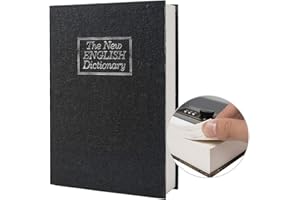 PACOLO Echtes Papiertransferbuch sicher für Schmuck, Geld und Bargeld, hohl mit verstecktem Fach, Schlüssel und Zahlenschloss (Passwortsperre, Schwarzes Wörterbuch)