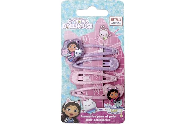 Ensemble de crochets à cheveux Gabby's Dollhouse | Accessoires pour enfants avec paillettes et personnages de la série Netflix