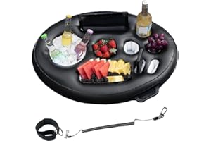 BEAFAEUR Gonflable Porte Gobelet Piscine, Bar Flottant Piscine 9 Trous avec Corde Traction, 2 en 1 Grand Plateau Piscine 75X50 Porte-Gobelet Flottant Portable pour Adultes Plateau Apero Piscine