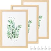 Lot 3 Cadres Photo A4 Bois Naturel - Cadre Certificat Ou Photo Mural Ou Bureau