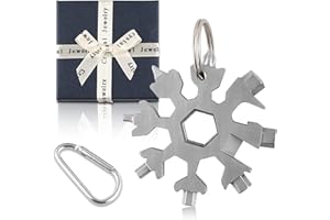 ESPORTIC 18-in-1 Multi-Tool Snowflake, Portachiavi Fiocco di Neve, Strumento Fiocco di Neve, Multi Attrezzo in Acciaio Portatile, Regali Natale per Uomo, Snowflake Attrezzo per All'aperto Campeggio Avventura