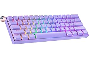 Geeky GK61 60% | Hot Swappable Tastiera da Gioco Meccanica | 61 Tasti Multi Colore RGB LED Retroilluminati per Gaming su PC/Mac | ANSI US Tastiera Americana (Lavanda, Mechanical Speed Silver)
