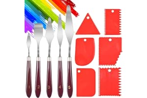 NEWTIC 11 Stück Palette Messer Set, Spachtel Set Acrylmalerei - 5 Palette Messer+6 AbstreifermesserAcryl Spachtel Kunstlerbedarf zum Olgemalde