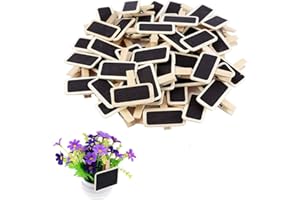 ELEGANCE-GO Mini Lavagna Clip Piccola, 50 pezzi Lavagna in legno piccola Lavagna cancellabile per cartellini dei prezzi, lavagne fotografiche, etichette per feste