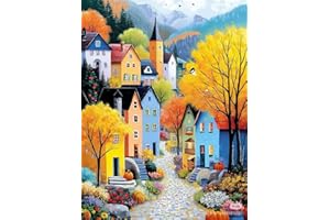 Hongyrjy Paint by Numbers for Adults-Scenery Painting Kits for Adults,Fairytale Town Paint by Number Canvas,Perfect for Gifts and Home Wall Decor 12x16in