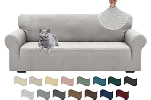 Ystyle Funda Sofa 3 Plazas Ajustable, Fundas para Sofa Elasticas, Funda De Sofa Anti Gatos Perros, Sofa Cover con Reposabrazos, Jacquard Fundas Cubre Sofa Ntideslizante Lavable, Sliver Gris