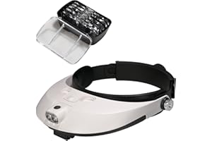 COVVY Lysignal Loupe de tête avec Lampe à Lampe LED Loupe à Lunette de loupe pour réparation, Bijouterie, Couture, Artisanat, Circuit de Surveillance