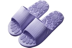 Fotmassage tofflor, massageskor kvinnor akupressur sandaler fotreflexzoner massage badtofflor bekväma tofflor med noppor refl