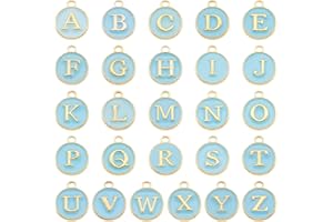 PH PANDAHALL PandaHall Enamel Alphabet Flat Round Charms Initial Alphabet Pendants for Necklace Bracelet Jewelry Making