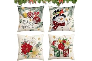 HIQE-FL 4 Piezas Funda de Cojines Navideño,40x40cm Fundas Navideñas,Sofá,Sala de Estar,Decoración de Dormitorio,Decoración Casa Interior