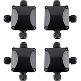 GWHOLE 4 Waterproof Cable Connections Boxes IP68 with 3 Way Electrical | 3-Way Electric Outdoor Waterproof Box for Cable Spli