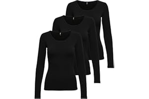 ONLY Damen Langarm-Shirt Onllive Love XS S M L XL Schwarz Weiss Rundhals