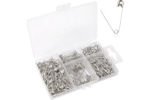 Redamancy 250 Pièces Epingles a Nourrice, 4 Tailles Argent Épingle de Sûreté, 19mm, 22mm, 27mm, 37mm, Haute Qualité, Durable, Nickelé, Antirouille, pour Vêtements, Maison, Bureau et Couture