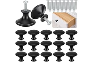 BREANIFULL 24 Stuck Schrankknöpfe, Matt-Schwarz Schubladenknopf, Runde Schubladenknöpfe Pilz Schubladenknöpfe,30mm Kommodenknöpfe Rundes Spitzes mit Befestigungsschrauben, für Möbel Kommode
