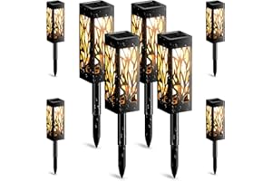 DEVENIRRICHE Lampe Solaire Exterieur, 8 Pièces Décoration Jardin Lanterne Solaire avec Lumière Blanche Chaude IP65 Étanche Lampe Solaire Exterieur Jardin pour Paysage, Passerelle, Pelouse, Étapes, Terrasses