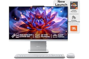 Lenovo IdeaCentre AIO Ryzen 5 7533HS 23.8" FHD IPS All-in-One Desktop (8GB RAM/512GB SSD/Win11/Microsoft 365 Basic + Office 2024/3Wx2 Speakers/5MP+IR Camera/Wireless Keyboard & Mouse), F0HR00CFIN