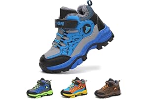 Bandkos Winterschuhe Jungen Wanderschuhe Trekkingschuhe Wanderstiefel Kinder Warm Gefütterte Stiefel Schnee Outdoor Camping rutschfest Blau Black Schwarz Grün Gr.30-40 EU