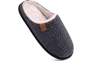 COFACE Chaussons Homme Pantoufles à Carreaux Hiver Chaussures Chaudes pour La Maison en Mousse à Mémoire de Forme, Laine en Peluche Doublée avec Semelle en Caoutchouc Antidérapante