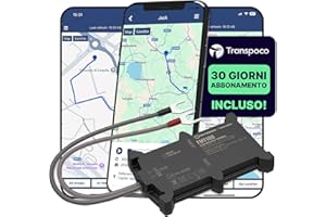 Transpoco GPS Tracker per Auto, Tracker in Tempo Reale, con SIM e Piano 30 Giorni, GPS per Bici, Flotte e Altro, Geofencing e avvisi antifurto, Piano Mensile Disponibile, Supporto UE (FMT100)