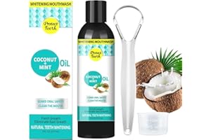 ‎ZAVONIRAE Kokosöl Mundspülung für Zähne, Ölziehen mit Zungenschaber, Natürliche Mundpflege, Bekämpft Mundgeruch, Alkoholfrei, Zahnaufhellung, Zahnfleischgesundheit, Farbstofffrei, Antigingivitis-Mundspülung (S)