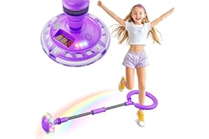 Hot Bee Kinder Blinkender Springring Fußkreisel mit Zähler, Timer, Kalorienzähler, Spielzeug Geschenke für Mädchen 6 7 8 9 10 11 Jahre, Aufladbare Swing Wheel, Weihnachten, Geburtstag Lila