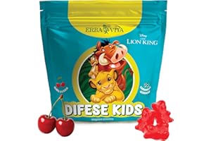 Erba Vita Difese Kids Integratore Alimentare per Bambini, 30 Gummies - A base di Vitamina D3, Vitamina C e Zinco, Contribuisce al Corretto Funzionamento del Sistema Immunitario