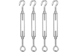 RunXinDa 4 Stück Spannschloss M5 Edelstahl Drahtspanner, Spannschlösser Edelstahl, Drahtseil Spanner, Verstellbare Spannschloss Draht Spanner, Spannhaken Seilspanner mit Haken